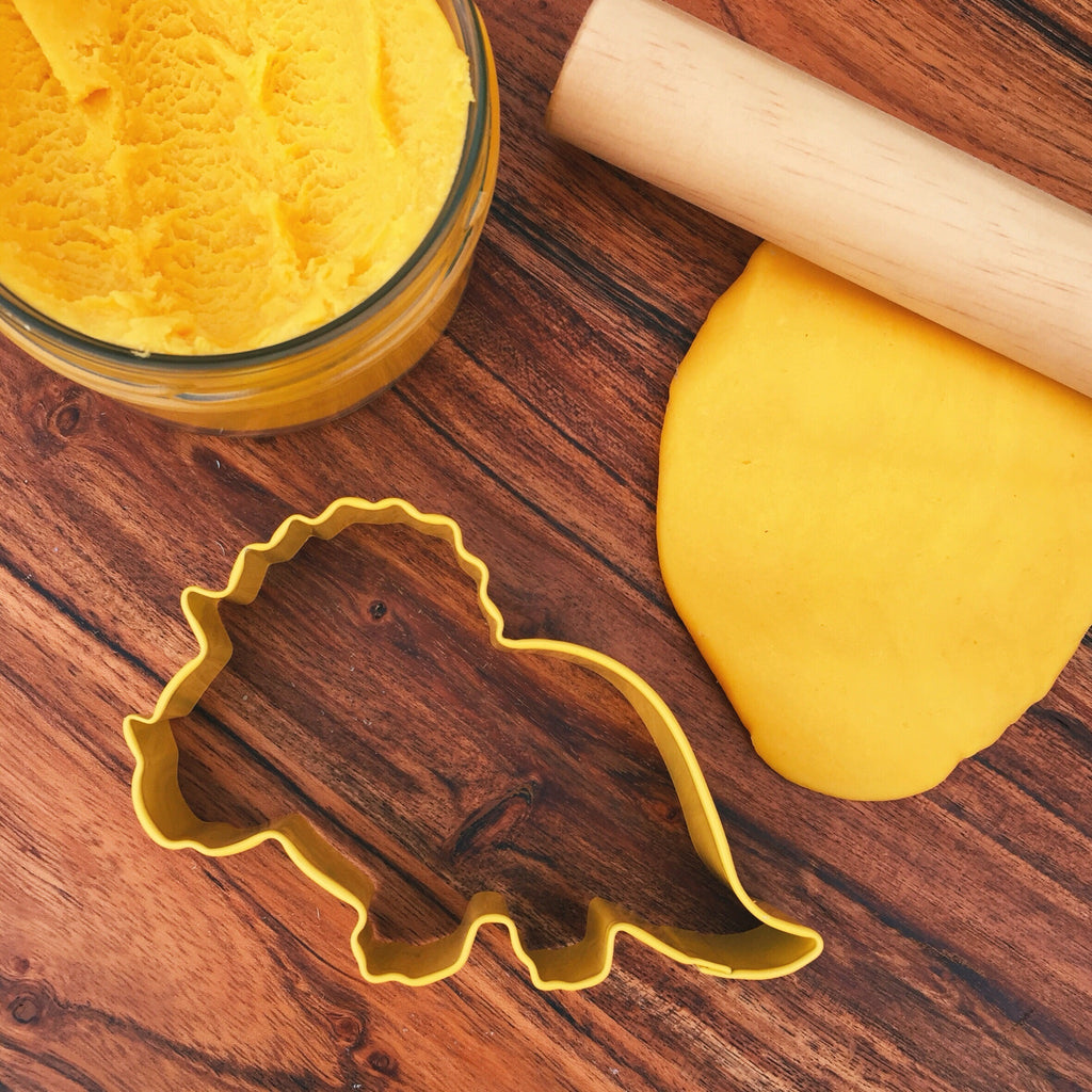 Yellow Baby Triceratops Dinosaur play dough or cookie cutter in New Zealand