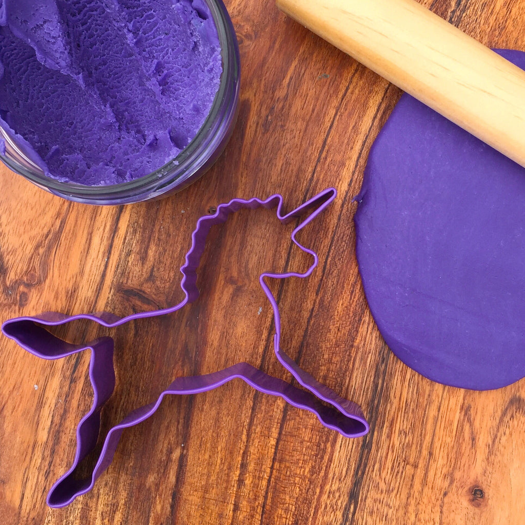 Purple Unicorn play dough and Cookie Cutter. Perfect tool to buy with our nz handmade play dough.